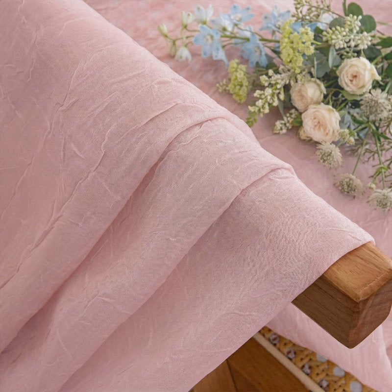 MKHILL Blush Pink 42x14-Inch Crushed Valances, 2 Pack - Lightweight Rod Pocket Window Treatments