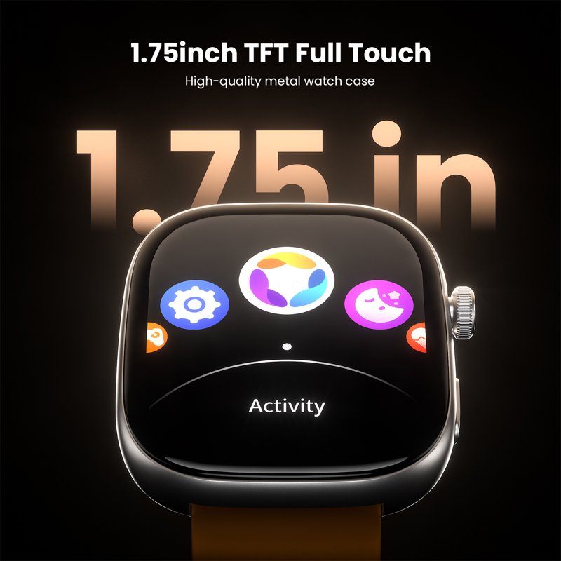 Kids Smart Watch with 5 Color Straps, 1.75-Inch Touch Screen, Bluetooth Calling, Waterproof Fitness Tracker