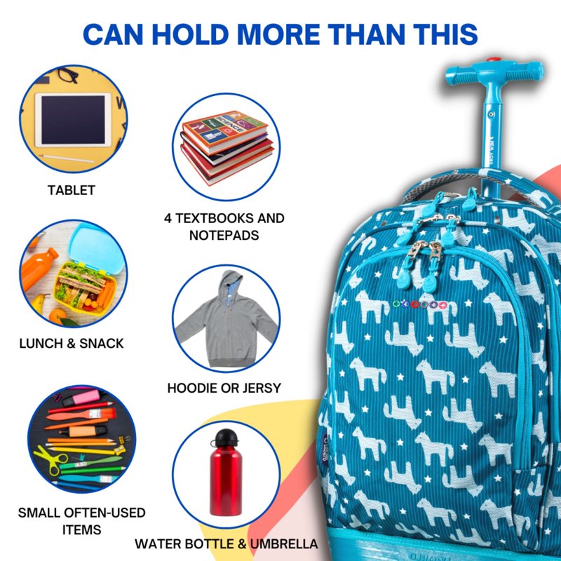 Kids Rolling Backpack and Lunch Bag Set - 18 Inch Pony or Sprinkle Colors