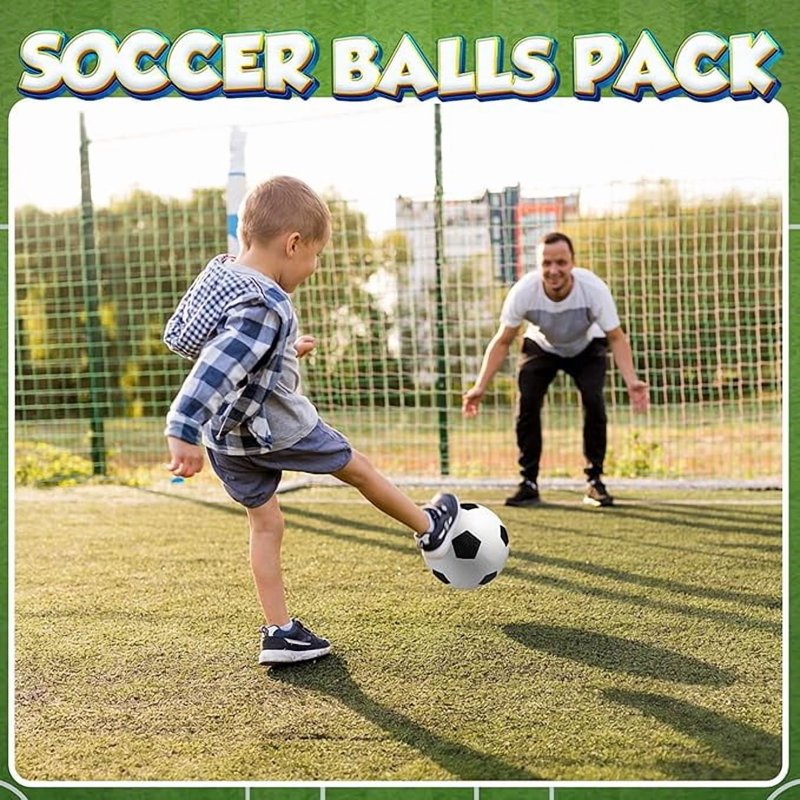 Size 3 Youth Soccer Balls 4 Pack with Hand Pump – Indoor/Outdoor Beginner Soccer Set
