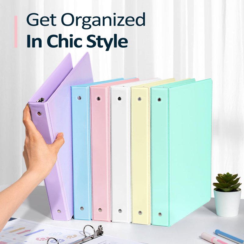 1.5 Inch 3-Ring View Binders Set of 4 for School & Office - Holds 325 Sheets Each