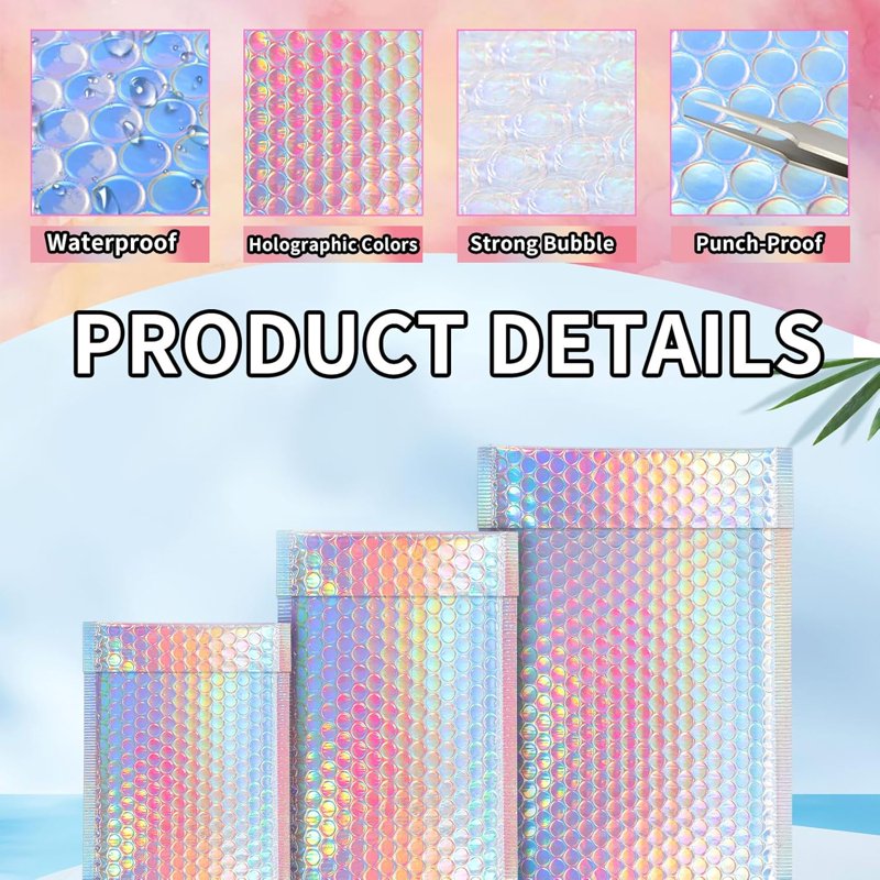 50 Pcs Metallic Bubble Mailers Waterproof Self Sealing Shipping Envelopes