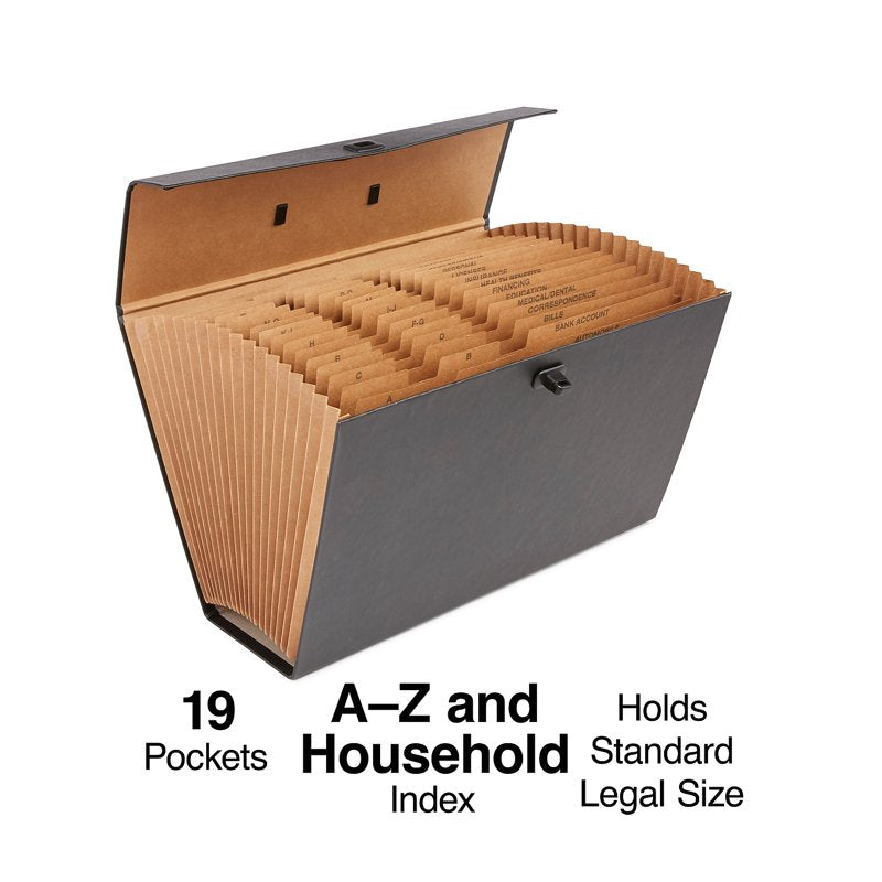 Legal Size Expanding File Folder with 19 Pockets & Twist Lock Closure