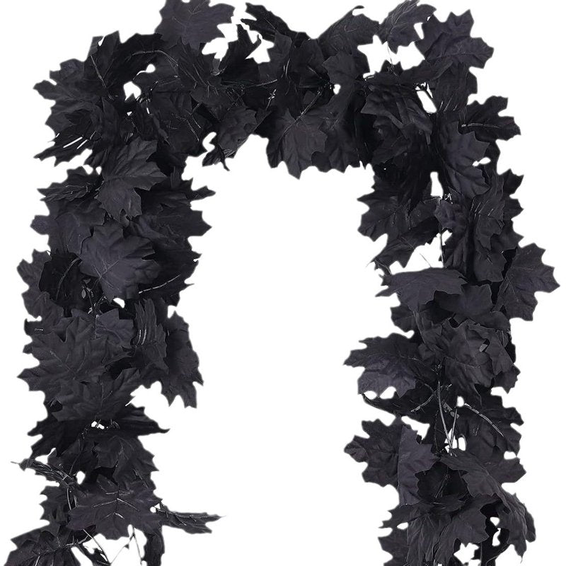5.6 Ft Black Maple Leaf Garland for Fall and Halloween Home Decor