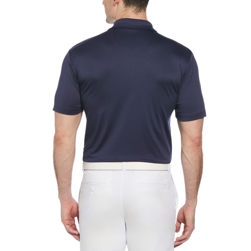 Men's Golf Polo Shirt with Color Block Chest Print and UV Sun Protection