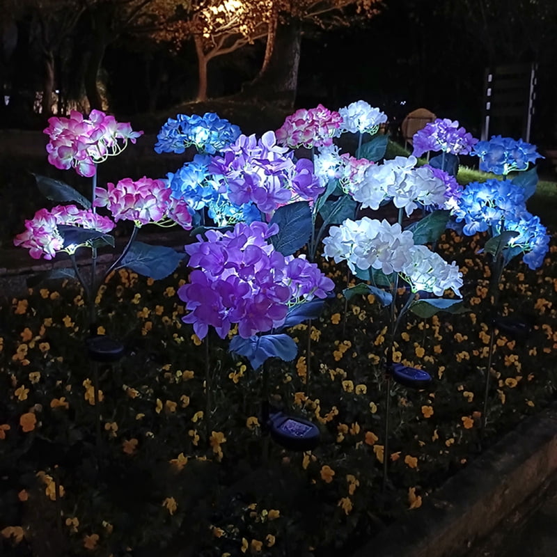 Solar Garden Stake Lights Hydrangea Flower Design Outdoor LED Pathway Lights for Patio Lawn Yard Decor