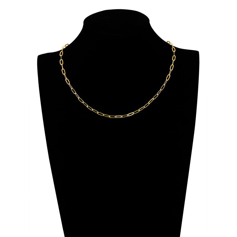 Gold & Silver Paperclip Chain Necklace for Charms - 16 Inch with Extender