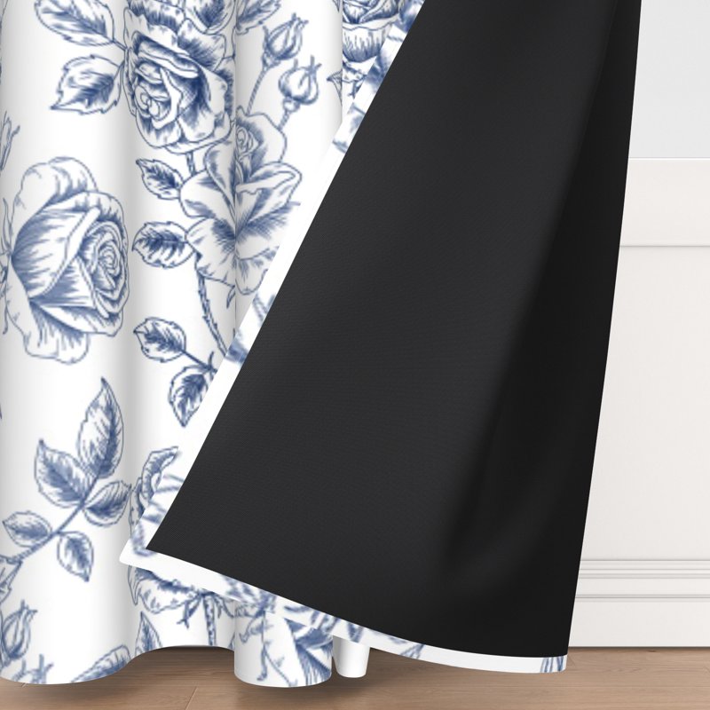 Blackout Floral Curtains with Grommets - Privacy Window Drapes for Living Room, 2 Panels