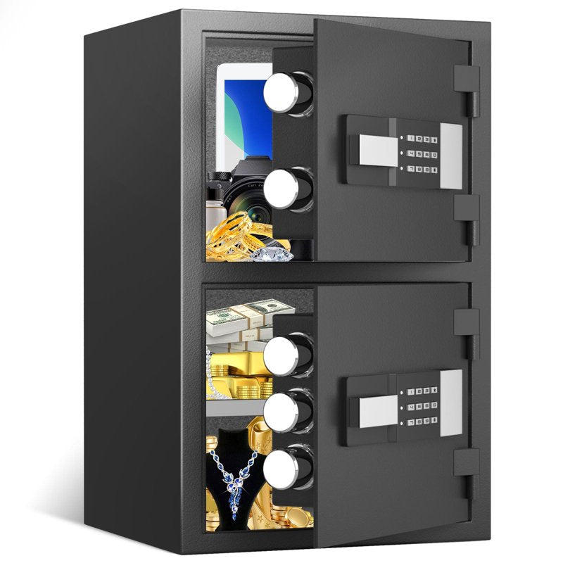Digital Safe Box with Key Hook & Adjustable Shelves - High Security Cabinet