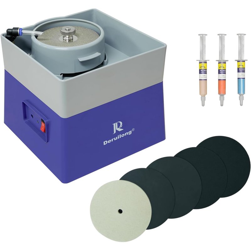 4-Inch Flat Rock Polishing and Grinding Machine with Accessories Kit