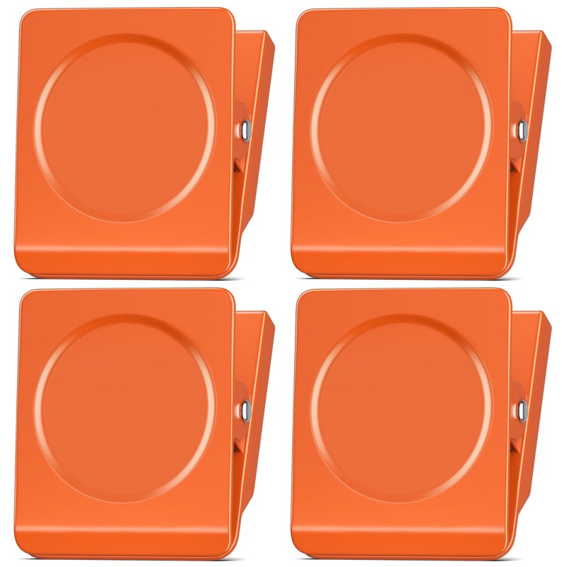 Durmate 4 Pack Heavy Duty Magnetic Clips 2.2 Inch - Orange Variation