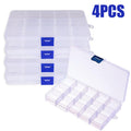 15-Grid Clear Plastic Bead & Jewelry Organizer Box - Adjustable Compartments