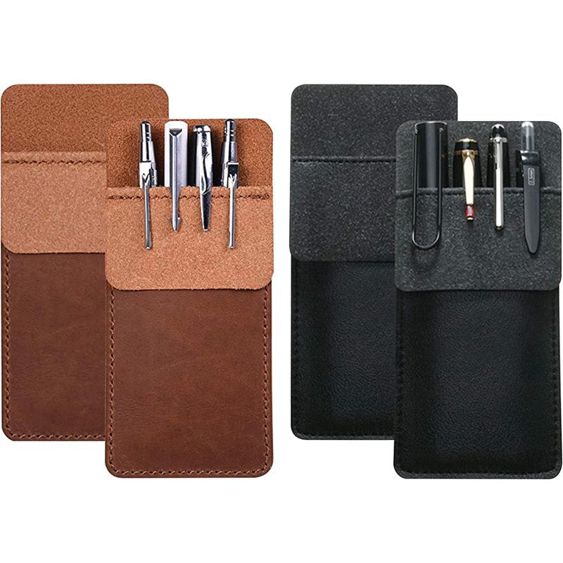 Leather Pen Pouch Organizer Set - Multi-Purpose Pencil & Pen Holders, 4 Pack