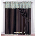 Damask Floral Jacquard Curtain Set with Valance & Tiebacks - Seafoam Blue