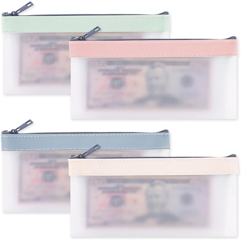 Clear Zipper Money Bags Set - Cash & Coin Organizer, Wallets & Deposit Pouches