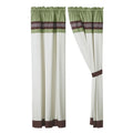 4-Piece Embroidered Curtain Set with Sheer Liners and Tiebacks - Green Brown Beige
