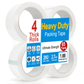 Heavy Duty Packing Tape 4 Rolls 2.7 Mil Clear Shipping Tape 1.88"x65Yards