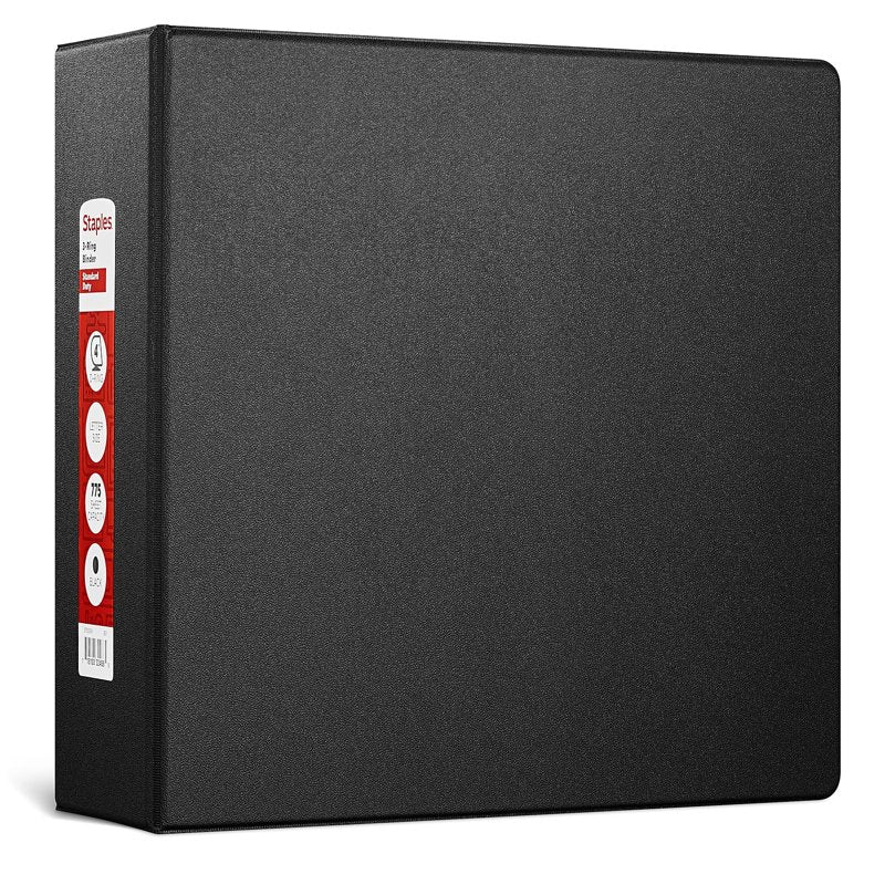 4-Inch D-Ring Binder - Black Heavy-Duty Office Organizer