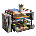 4-Tier Metal Desk Organizer with Drawers Pen Holder and File Rack