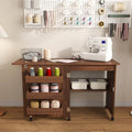 4-in-1 Folding Sewing Table with Storage and Wheels for Craft Room