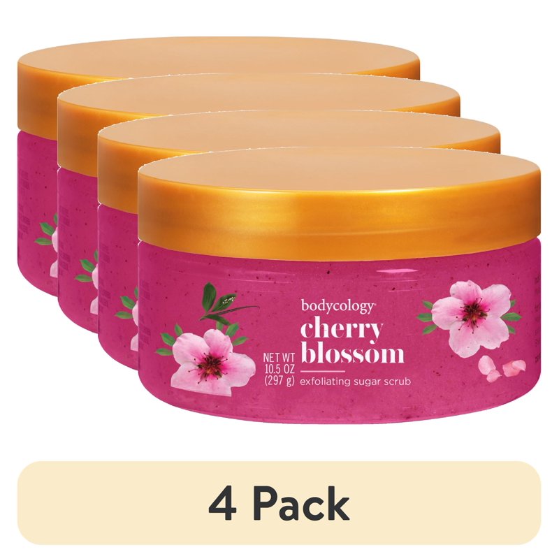 Bodycology Cherry Blossom Exfoliating Sugar Scrub 10.5 oz - Pack of 4