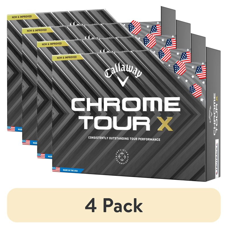 (4 Pack) Callaway Chrome Tour X TruTrack Golf Balls - 1 Dozen, 4 Ball Pack