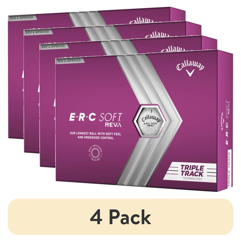 (4 Pack) Callaway ERC Soft Reva Triple Track Golf Balls 12pk White - 2023, 4 Pack Variation: Triple Track White/Purple