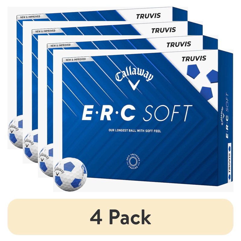 (4 Pack) Callaway ERC Soft Truvis Golf Balls 2025 Blue/White - 12 Pack Equivalent