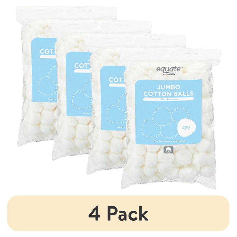 Jumbo Cotton Balls Pack of 200 - Soft, Absorbent for Skin & Crafts