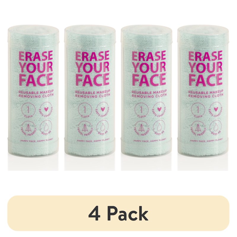 Reusable Makeup Removing Cloths - Pack of 4, Blue - Water-Activated, Gentle & Eco-Friendly