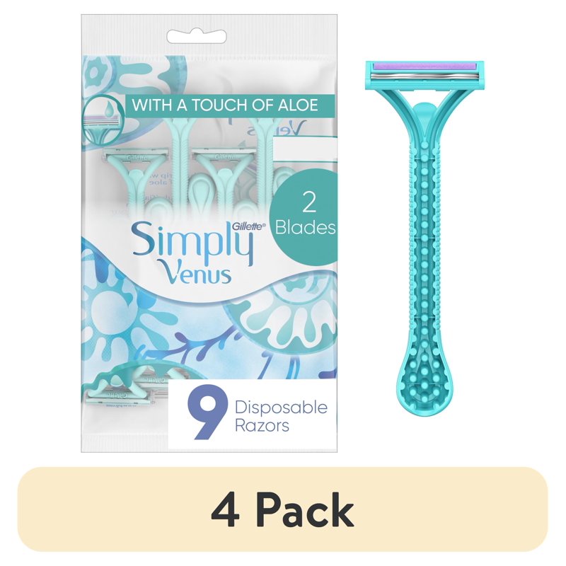Disposable Razor Set for Women - 2 Blades, Aloe Lubrastrip, Secure Waterdrop Handle