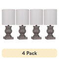 Mini Table Lamp Set - Weathered Wood Finish with White Shade - 4 Pack
