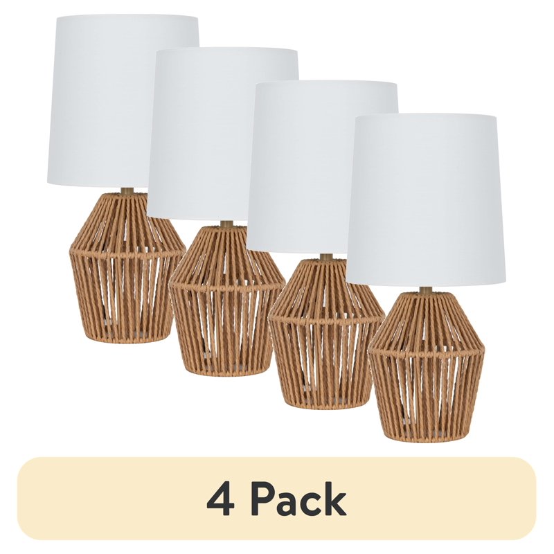 Mini Rope Table Lamp Set - Brown, 12.75 Inch, 4 Pack