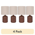 4 Pack Traditional Faux Wood Table Lamps with Oatmeal Shades - 12.75 Inch
