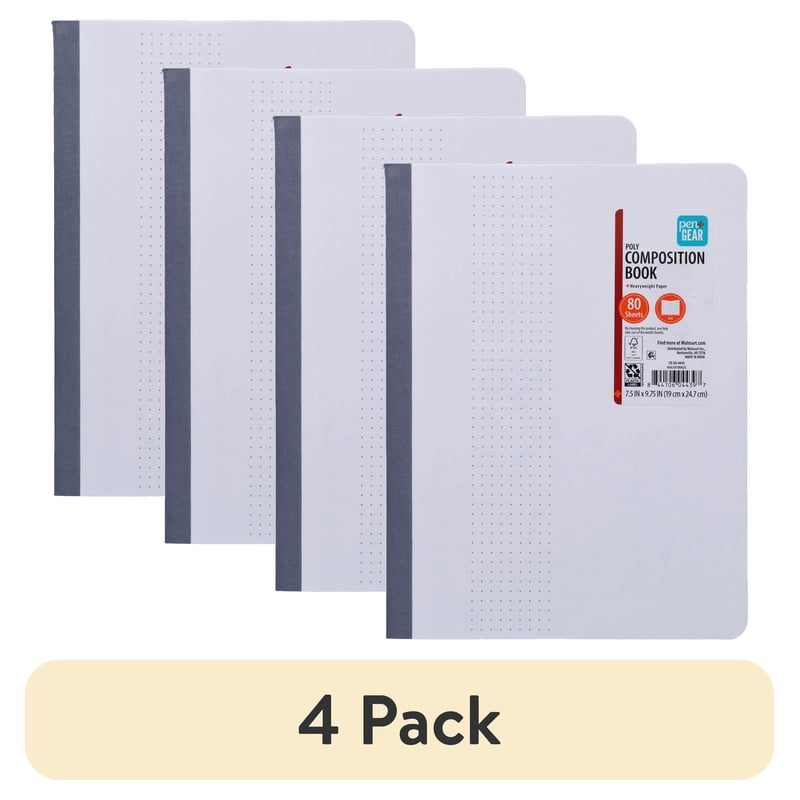 Poly Cover Dot Ruled Composition Notebook 7.5 x 9.75 Inches - 80 Pages - 4 Pack