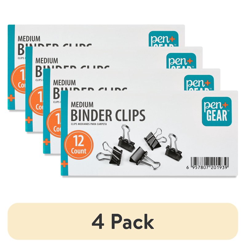 Binder Clips Medium Metal Black 12-Count Office Supplies