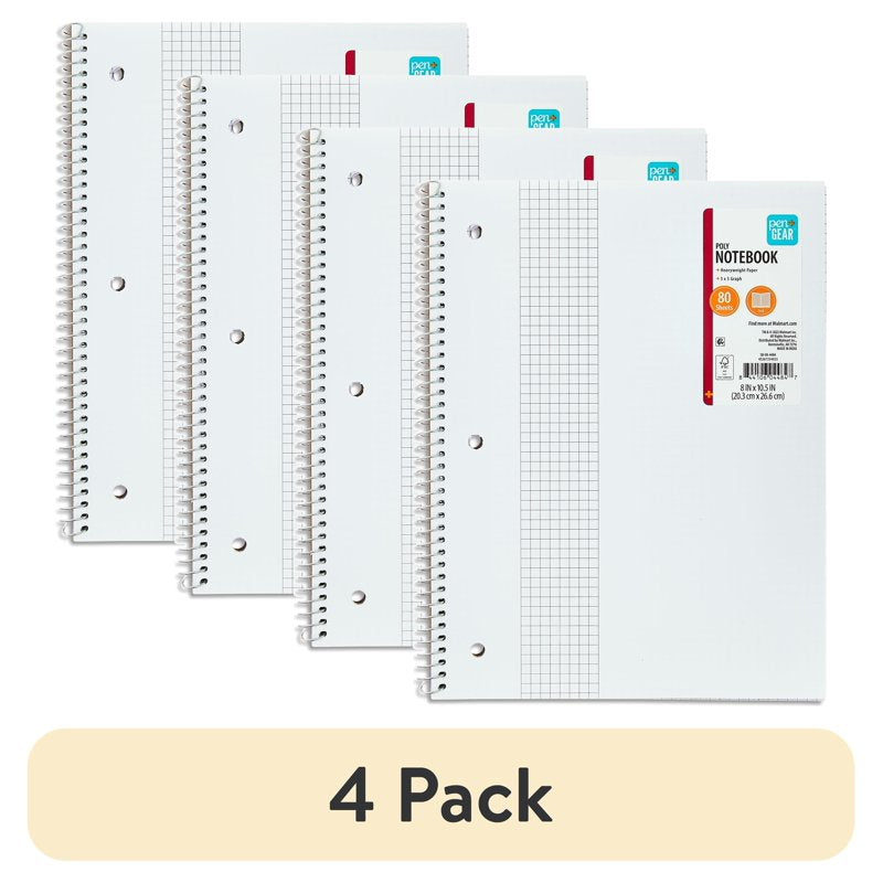 1-Subject Grid Ruled Notebook with Poly Cover - 80 Sheets, 8.5 x 10.5 in