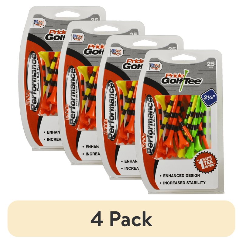 Plastic Golf Tees 3-1/4 Inch Pack of 25 - Durable, Low-Resistance Head for Longer Drives