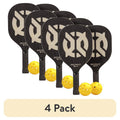 (4 Pack) Pickleball Starter Set for All Ages & Levels – 2 Paddles, 2 Balls – Black