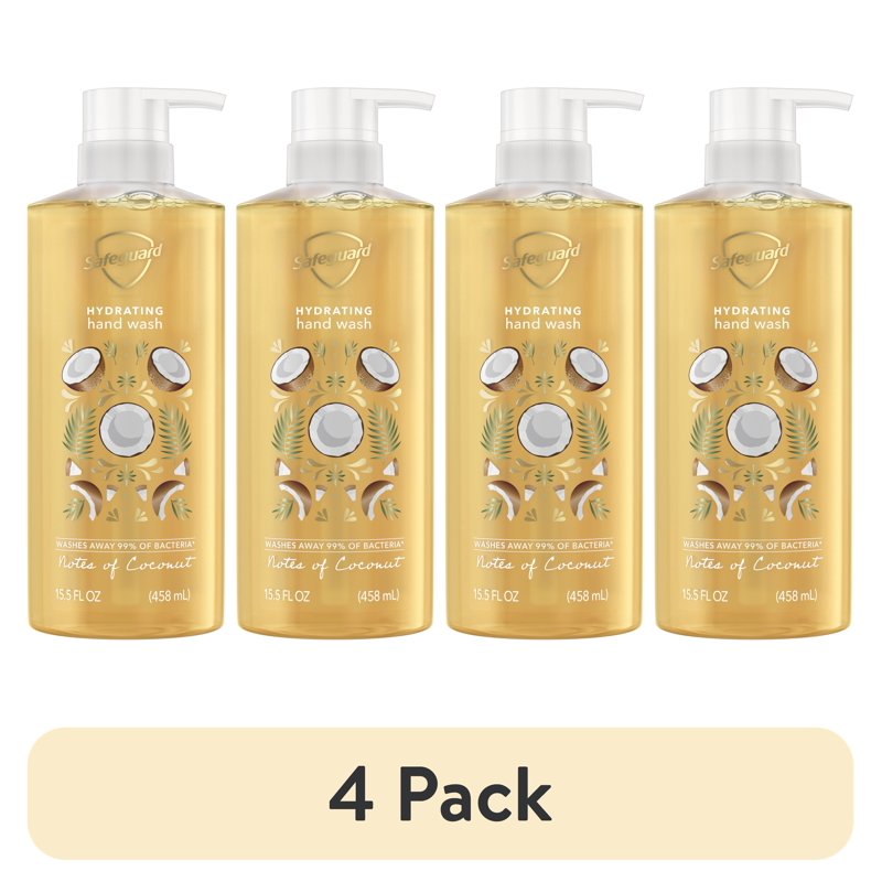 Liquid Hand Soap 4 Pack Nourishing Coconut Scent - Deep Cleansing & Bacteria Removal