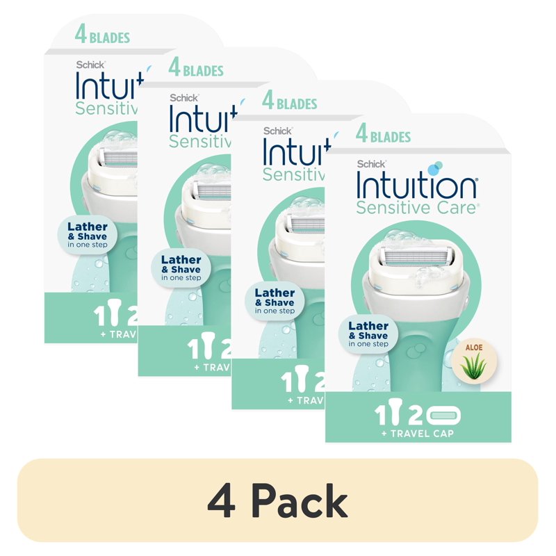 Women's Razor Handle & Refill Blades Set - Sensitive Care, 4-Blade Pivoting Head