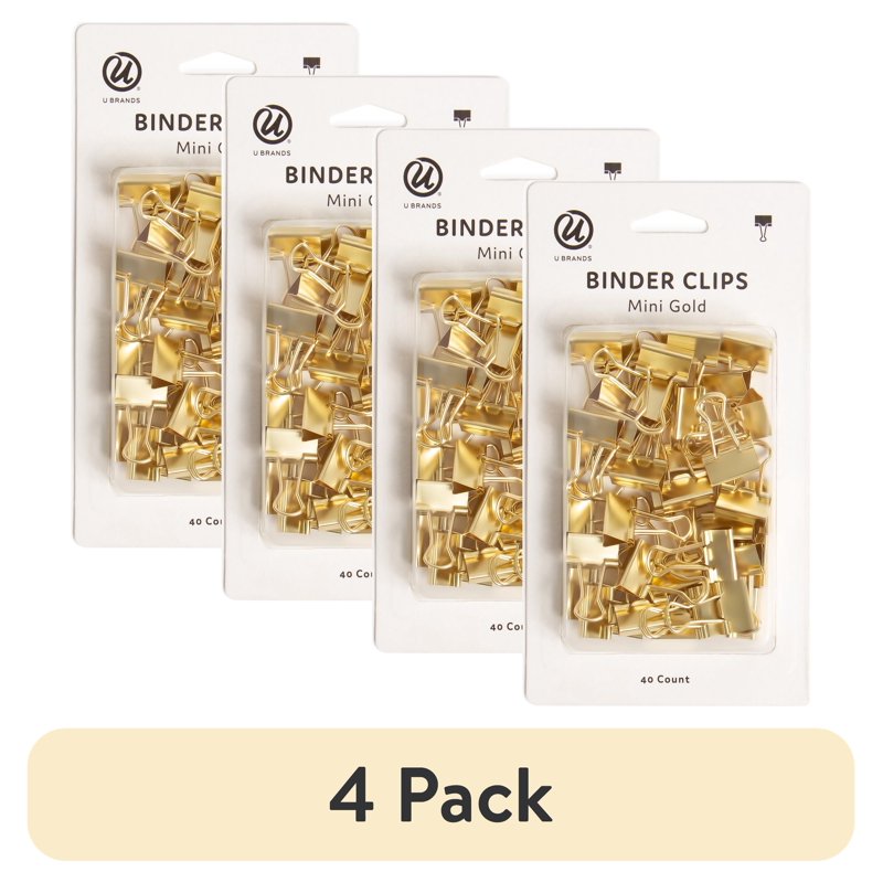 Mini Gold Binder Clips - 15mm Paper Clamps for Organization, 40 Pack