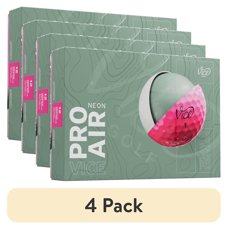 (4 Pack) Vice Pro Air Golf Balls 2025 - Pink, 12pk Variation: Pink