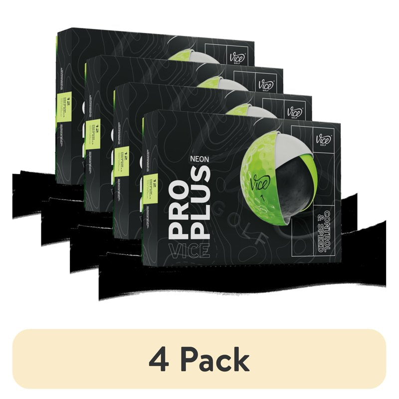 Vice Pro Plus Lime Golf Balls 12 Pack - Neon Lime, 4 Pack Variation Included