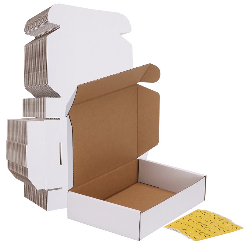 White Corrugated Shipping Boxes 40 Pack - 9x6x2 Inch Gift & Packaging Boxes