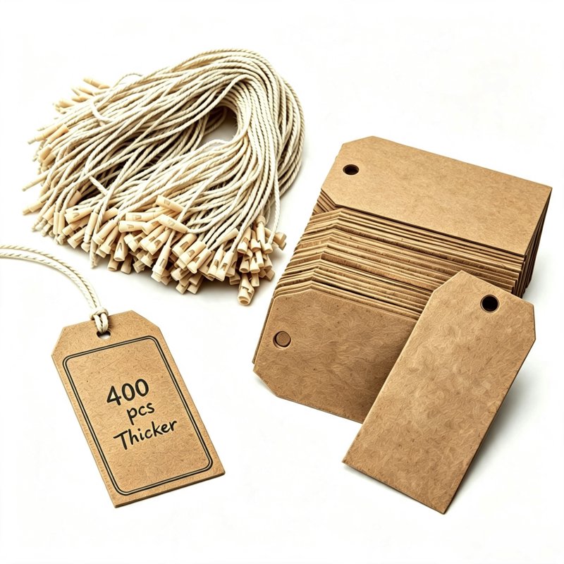 Kraft Paper Gift Tags with Rope - Customizable Brown Cardboard Labels, 400 Sheets