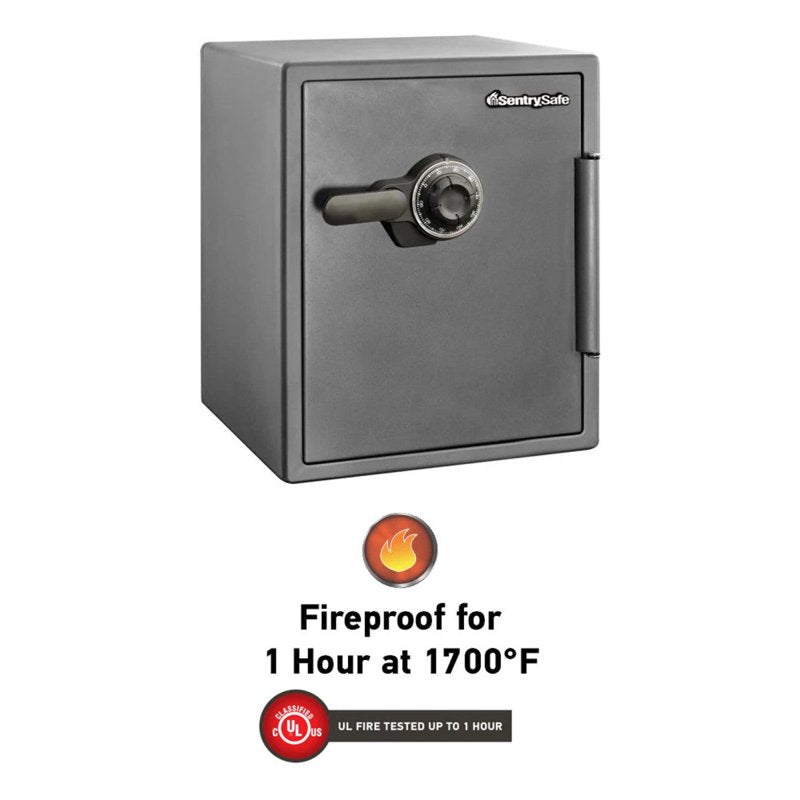 Fireproof Security Safe with Combination Lock 2 Cu Ft Steel Gray