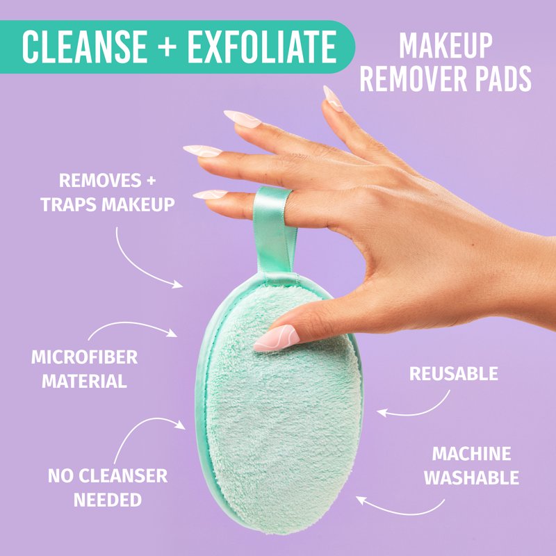 Reusable Microfiber Makeup Remover Pads for Eyes and Face - Ecofriendly, Washable, 2 Pack