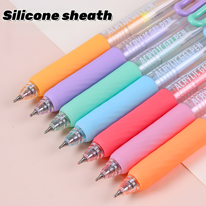 Acrylic Gel Pen Set - Retractable 0.7mm Tip, Large Capacity, Multicolor for Art & Journaling