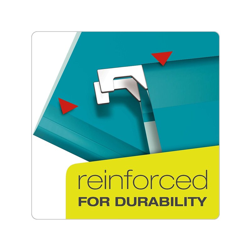 Reinforced Hanging File Folders - Letter Size, 5-Tab Positions, Aqua, 25 Pack